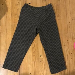 Pure silk diamond pattern cropped pants